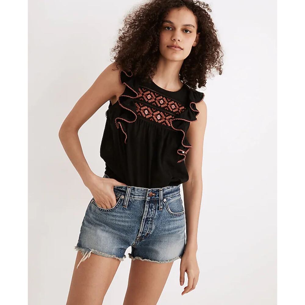 Madewell Relaxed Denim Shorts in Clintonville Wash Split Raw Hem Edition 29‎